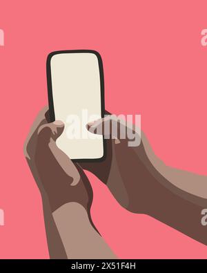 Vektor-isolierte Illustration des Smartphones in den Händen. Stock Vektor