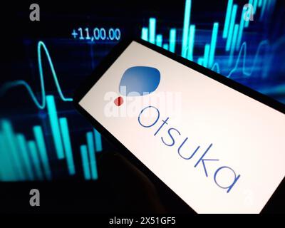 Konskie, Polen – 29. April 2024: Das Firmenlogo Otsuka wird auf dem Mobiltelefon angezeigt Stockfoto