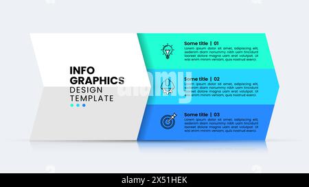 Infografik-Vorlage mit Symbolen und 3 Optionen oder Schritten. Kann für Workflow-Layout, Diagramm, Banner, webdesign verwendet werden. Vektorgrafik Stock Vektor