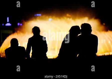 Der magische Brunnen von Montjuic. Stockfoto