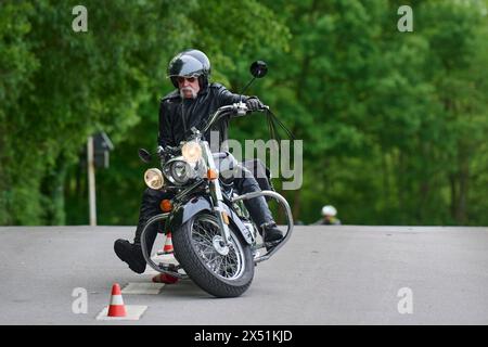 In Essen fand sich auf dem Verkehrsübungsplatz in Frillendorf ein Fahrsicherheitstraining für Motoradfahrer / innen statt. Organisation wird dieses Training Stockfoto