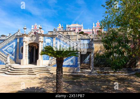 Blaue Fliesen im Palast von Estoi, algarve, Portugal Stockfoto