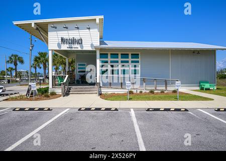 „Tor zum Paradies: Das Mexico Beach Florida Welcome Center begrüßt Besucher herzlich und bietet einen Einblick in den Charme und die Gastfreundschaft der Küste Stockfoto