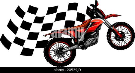 Illustrationsvektorgrafik Motocross mit Rennfahne Stock Vektor