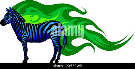 Grafische Darstellung eines stehenden Zebras in Isolate auf weißem Hintergrund .Vektordarstellung. Stock Vektor