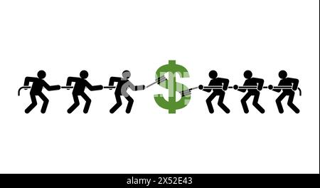 Geschäftsleute ziehen Geld. Die Menschen teilen den Gewinn . Konzept der Erzielung finanzieller Gewinne Stock Vektor