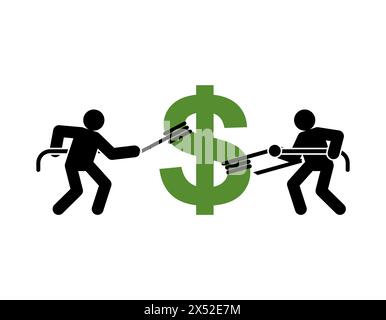 Geschäftsleute ziehen Geld. Die Menschen teilen den Gewinn . Konzept der Erzielung finanzieller Gewinne Stock Vektor