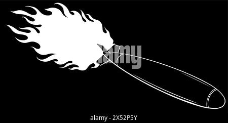 Vektorsymbol für ballistische Raketen. Karikaturvektorsymbol isoliert auf schwarzem Hintergrund Stock Vektor
