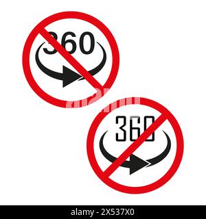 Schild „Keine 360-Grad-Drehung Zulässig“. Symbol Für Unzulässige Vollständige Drehung. Symbol Für Eingeschränktes Wenden. Vektorabbildung. EPS 10. Stock Vektor