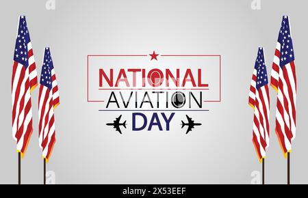 Der „stolze To Fly National Aviation Day“ wird in Rot weiß und Blau gefeiert Stock Vektor