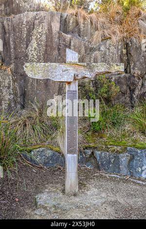Das Memorial kreuzt die Namen der Opfer des Port Arthur Massakers von 1996 auf. Port Arthur Historic Site, Tasmanien, Australien Stockfoto