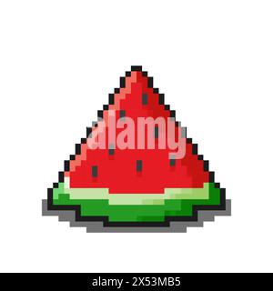 Wassermelone Pixel Art. Vektor-Illustrationsdesign, perfekt für Spielelemente-Designs Stock Vektor