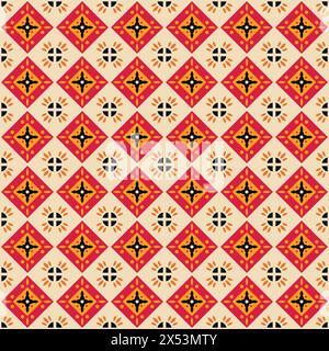 Vektor-Fliesenmuster, Lissabon Blumenmosaik, mediterranes nahtloses Ornament, geometrische Tapete Stock Vektor