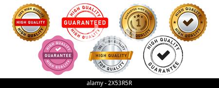 Hochwertiger Aufkleber mit Kreisstempel und Siegelabzeichen für garantierten Verkauf von kommerziellen Produkten Stock Vektor