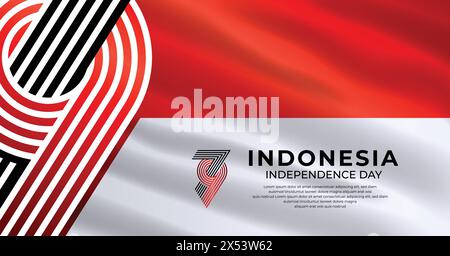 Hintergrund zum indonesischen Unabhängigkeitstag, 79. Jahrestag 17. august 2024 Stock Vektor