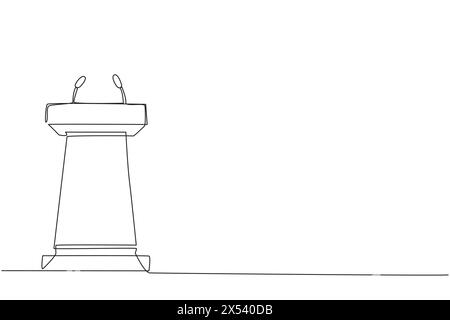 Einzeiliges Podium mit zwei Mikrofonen. Wird in der Regel bei der Rede oder beim Orden verwendet. Arbeiten Sie auch für Pressemitteilungen. Das Podium kann auch für Deba genutzt werden Stock Vektor