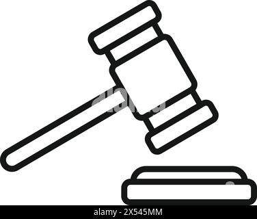 Urheberrechtsgesetz Gavel Symbol Konturvektor. Zivilrechtliche Entscheidung. Amtlicher Rechtsschutz Stock Vektor