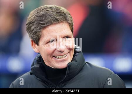 Dateifoto vom 06.05.2024 von Crystal Palace Chef Oliver Glasner, der einen peppigen Vortrag in der Dusche im Craven Cottage enthüllte, war der Auslöser für Michael Olise, zweimal beim Heimsieg 4-0 gegen Manchester United zu treffen. Ausgabedatum: Montag, 7. Mai 2024. Stockfoto