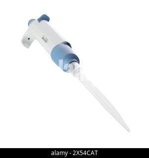 Laboranalyse. Eine Mikropipette isoliert auf weiß Stockfoto