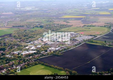 Ein Blick aus der Vogelperspektive auf den Campus der Edge Hill University, Ormskirk, Nordwesten Englands, Großbritannien Stockfoto