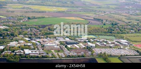 Ein Blick aus der Vogelperspektive auf den Campus der Edge Hill University, Ormskirk, Nordwesten Englands, Großbritannien Stockfoto