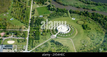 Eine Luftaufnahme des National Memorial Arboretum, Alrewas, Burton-0n-Trent, East Midlands, Großbritannien Stockfoto