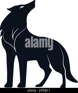 Silhouette Des Heulenden Wolfs Stock Vektor