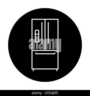 Smart-Kühlschrank-Symbol mit schwarzer Linie. Küchengerät. Haushaltsgerät. Piktogramm für Webseite, mobile App, Promo Stock Vektor