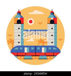 Singapore Park Island Monorail Circle Symbol Stock Vektor