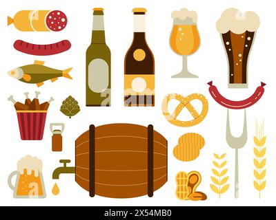 Craft Beer and Snacks Design Elements Kollektion Stock Vektor