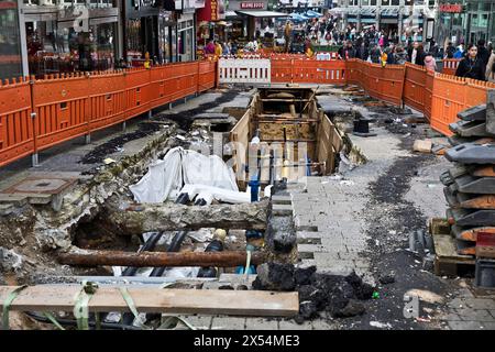 Baustelle in der Fußgängerzone, Erneuerung der Infrastruktur, Alte Freiheit, Deutschland, Nordrhein-Westfalen, Bergisches Land, Wuppertal Stockfoto