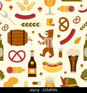 Travel Germany Beer Festival Seamless Pattern Stock Vektor