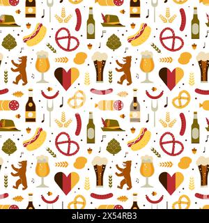 Travel Germany Beer Festival Seamless Pattern Stock Vektor