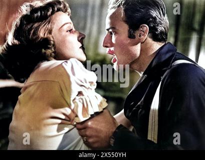 Eine STRASSENBAHN NAMENS DESIRE 1951 Warner Bros Filmaufnahmen mit Marlon Brando als Stanley und Vivien Leigh als Blanche Stockfoto