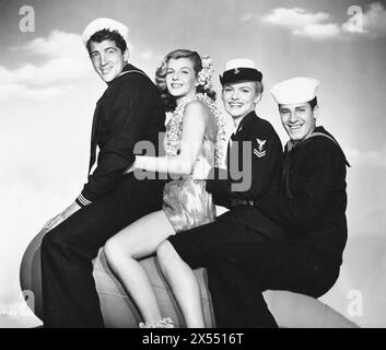 SAILOR HÜTE DICH VOR 1952 Paramount Pictures Film mit von links: Dean Martin, Corinne Calvet, Marion Marshall und Jerry Lewis Stockfoto