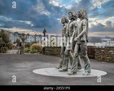 Das Bild zeigt das Musiktrio The Bee Gees, das auf der Isle of man geboren wurde, bevor sie mit ihren Songs aus Saturday Night Fever in den USA berühmt wurden Stockfoto