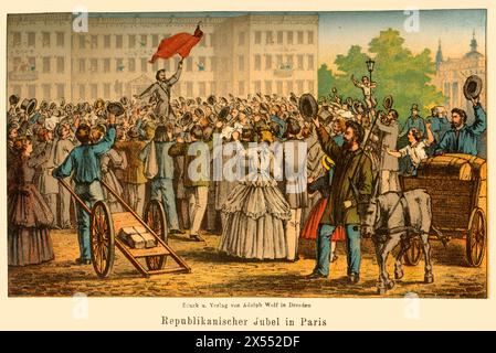 Veranstaltungen, Deutsch-Preußischer Krieg, 1870-1871, Pariser Kommune, Originaltext " Republican Cheering Crowd in Paris ", ARTIST's COPYRIGHT MUSS NICHT GELÖSCHT WERDEN Stockfoto