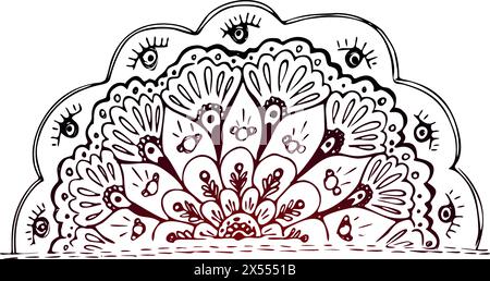 Schwarze und weiße Kreis Blume Ornament, dekorative runde Spitze Design. Florale Mandala. Hand gezeichnet Tinte Muster von persönlichen Skizze trace gemacht. Stock Vektor