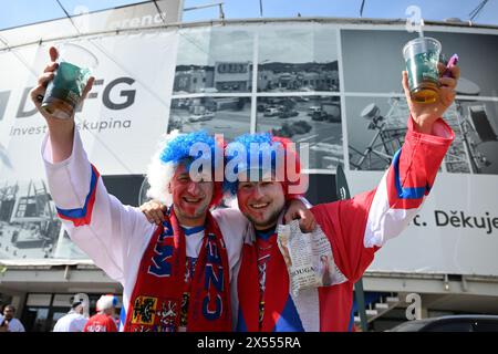 Tschechische Fans vor dem Spiel Tschechische Republik gegen Schweiz, Tschechische Hockeyspiele (Betano Hockey Games), Endrunde der Euro Hockey Tour Stockfoto