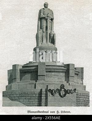 Geographie / Reise, Deutschland, Hamburg, Bismarck-Denkmal, Skulptur von Hugo Lederer, URHEBERRECHT DES KÜNSTLERS IST NICHT FREIZUGEBEN Stockfoto