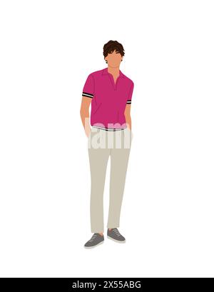 Stylischer Mann, der legere Sommeroutfits trägt. Stock Vektor