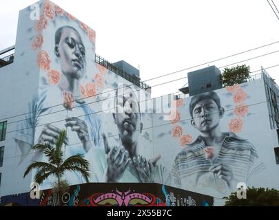 Berühmte Farbenfrohe Wandgemälde An Den Straßenmauern Des Viertels Wynwood. Entdecken Sie Die Kunstkultur In Miami, Florida. Stockfoto