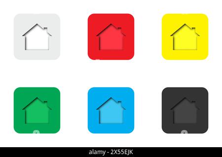 House of Paper Set. Haus mit Schatten. Vektorabbildung Stock Vektor