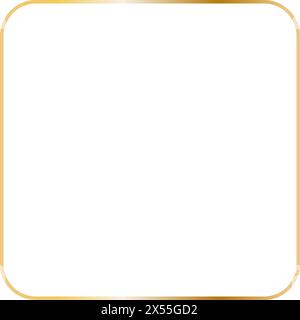 Goldener quadratischer Rahmen mit abgerundeten Ecken. Vektorumrandung dünner ästhetischer Rand für Einladungsdesign Stock Vektor