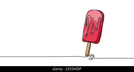 Umrisse Eis Eis Eis Eis Stiel Vektor eine Linie kontinuierliche Zeichnung Illustration. Symbol für handgezeichnete lineare Silhouette Stock Vektor