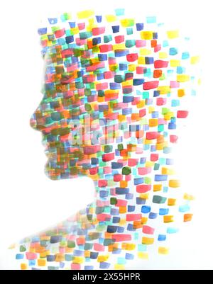 Ein abstraktes Profil-Silhouetten-Bildnis eines Mannes Stockfoto