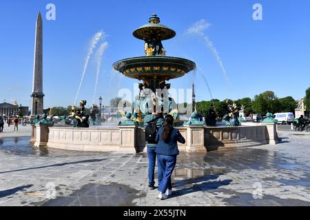 Place de la Concorde bereitet sich auf die Olympischen Spiele in Paris und Frankreich vor Stockfoto