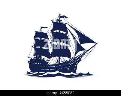 Das Alte Schiff Vektorpiraten. Segelschiff. Historisches Schiff. Ein antikes Schiff. Stock Vektor