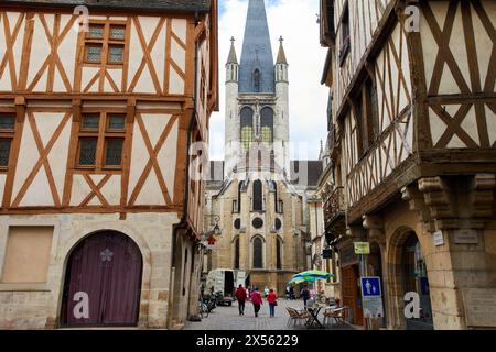 Kirche Notre-Dame, Rue de la Chouette, Dijon, Côte d'Or, Burgund, Bourgogne, Frankreich, Europa Stockfoto