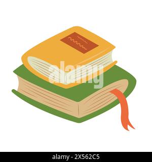 Vektor-Illustration in flachem Stil zum Thema Herbstlesen, Bücher, gemütlicher Herbst. Stapel Bücher, handgezeichnete Illustration. Gemütliches Konzept der Herbstsaison Stock Vektor